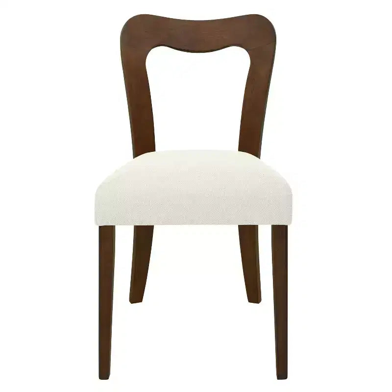 Christopher Knight Home Lot de 2 Chaises de Salle à Manger Rembourrées Aaron en Bois d'Hévéa avec Dossier Ouvert Courbé Beige/Noyer