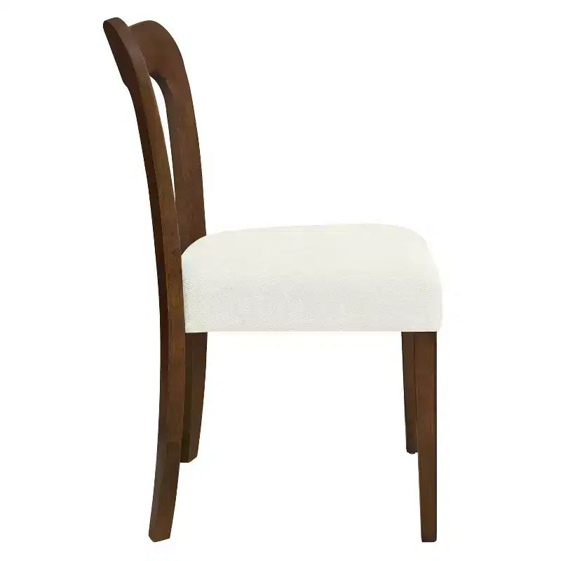 Christopher Knight Home Lot de 2 Chaises de Salle à Manger Rembourrées Aaron en Bois d'Hévéa avec Dossier Ouvert Courbé Beige/Noyer