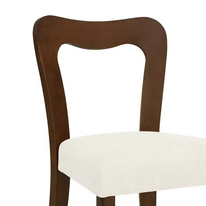 Christopher Knight Home Lot de 2 Chaises de Salle à Manger Rembourrées Aaron en Bois d'Hévéa avec Dossier Ouvert Courbé Beige/Noyer