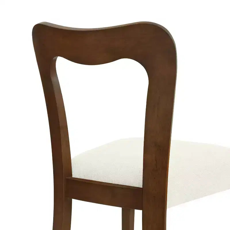 Christopher Knight Home Lot de 2 Chaises de Salle à Manger Rembourrées Aaron en Bois d'Hévéa avec Dossier Ouvert Courbé Beige/Noyer
