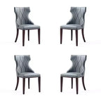 Set of 4 Reine Faux Leather Dining Chairs Pebble Gray - Manhattan Comfort: Modern, Wing-Back, Beechwood Legs