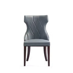 Lot de 4 Chaises de Salle à Manger Reine en Faux Cuir Gris Galet - Manhattan Comfort : Modernes, Dossier Ailé, Pieds en Hêtre