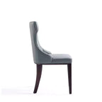 Lot de 4 Chaises de Salle à Manger Reine en Faux Cuir Gris Galet - Manhattan Comfort : Modernes, Dossier Ailé, Pieds en Hêtre