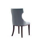 Lot de 4 Chaises de Salle à Manger Reine en Faux Cuir Gris Galet - Manhattan Comfort : Modernes, Dossier Ailé, Pieds en Hêtre