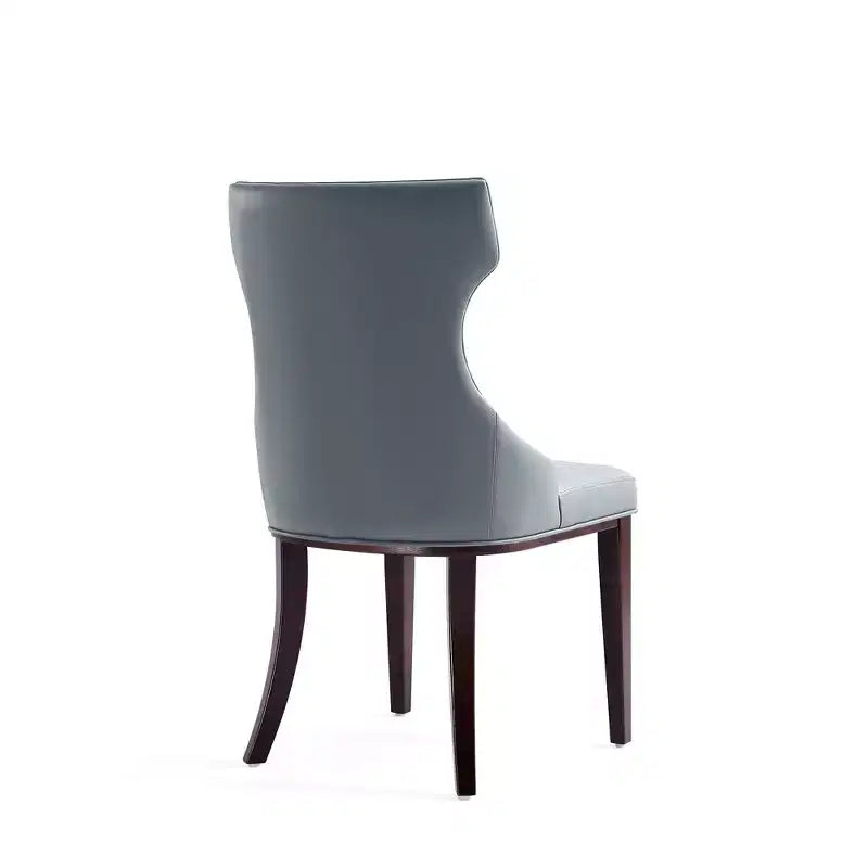 Lot de 4 Chaises de Salle à Manger Reine en Faux Cuir Gris Galet - Manhattan Comfort : Modernes, Dossier Ailé, Pieds en Hêtre