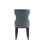Lot de 4 Chaises de Salle à Manger Reine en Faux Cuir Gris Galet - Manhattan Comfort : Modernes, Dossier Ailé, Pieds en Hêtre