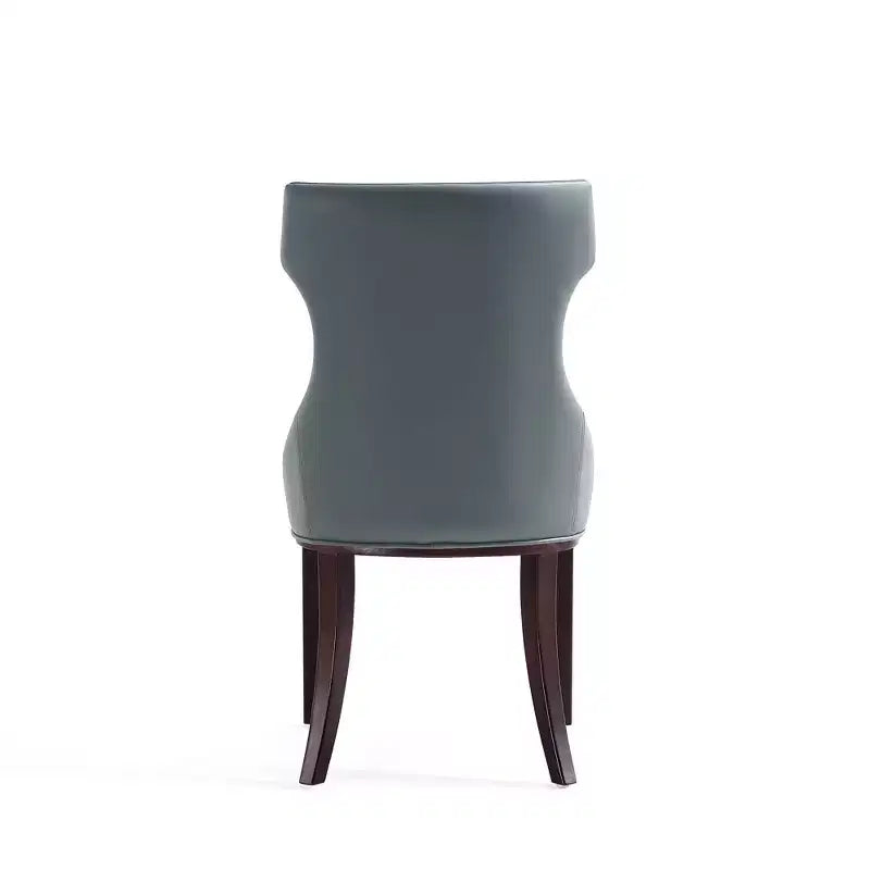 Lot de 4 Chaises de Salle à Manger Reine en Faux Cuir Gris Galet - Manhattan Comfort : Modernes, Dossier Ailé, Pieds en Hêtre