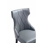 Lot de 4 Chaises de Salle à Manger Reine en Faux Cuir Gris Galet - Manhattan Comfort : Modernes, Dossier Ailé, Pieds en Hêtre