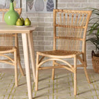 bali & pari Ammi Chaise de salle à manger naturelle/marron : fabriquée à la main, style bohème, aucun assemblage requis