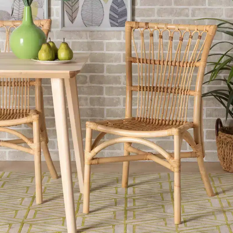 bali & pari Ammi Chaise de salle à manger naturelle/marron : fabriquée à la main, style bohème, aucun assemblage requis