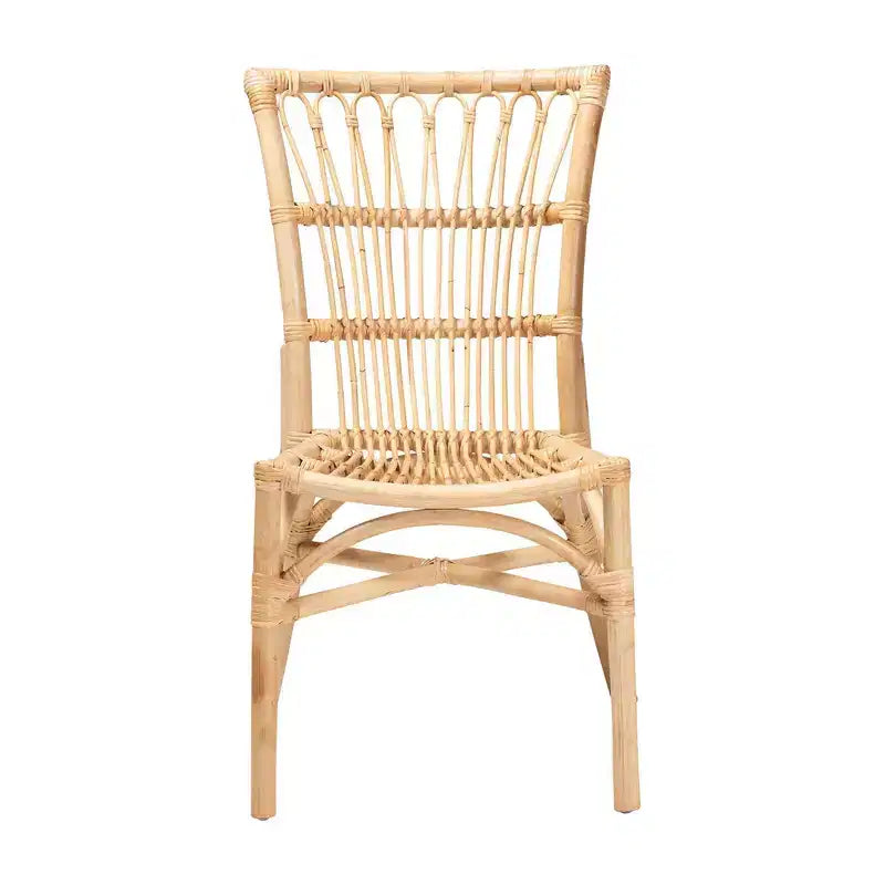bali & pari Ammi Chaise de salle à manger naturelle/marron : fabriquée à la main, style bohème, aucun assemblage requis