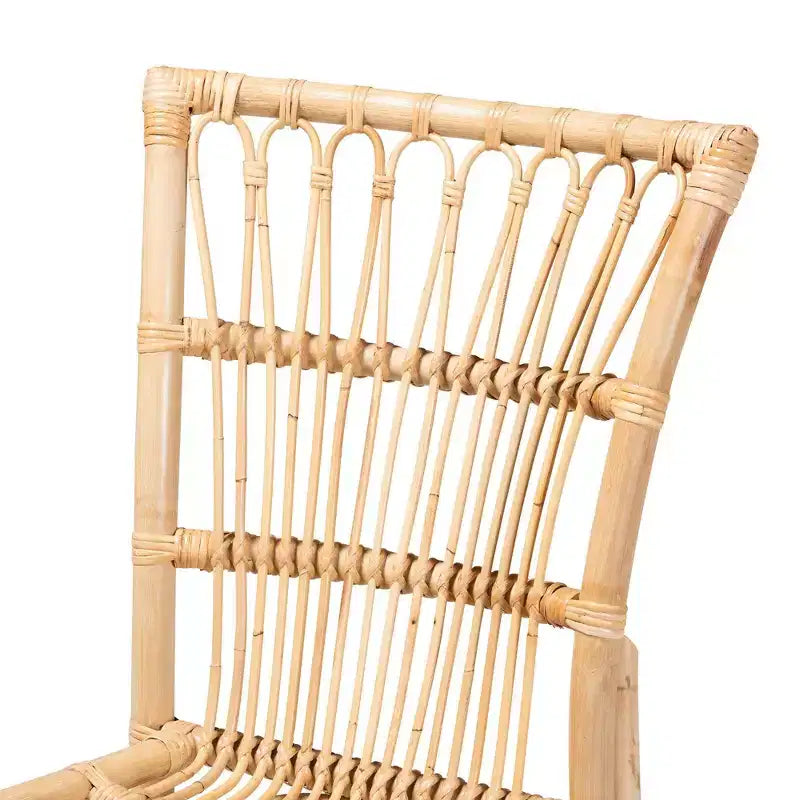 bali & pari Ammi Chaise de salle à manger naturelle/marron : fabriquée à la main, style bohème, aucun assemblage requis