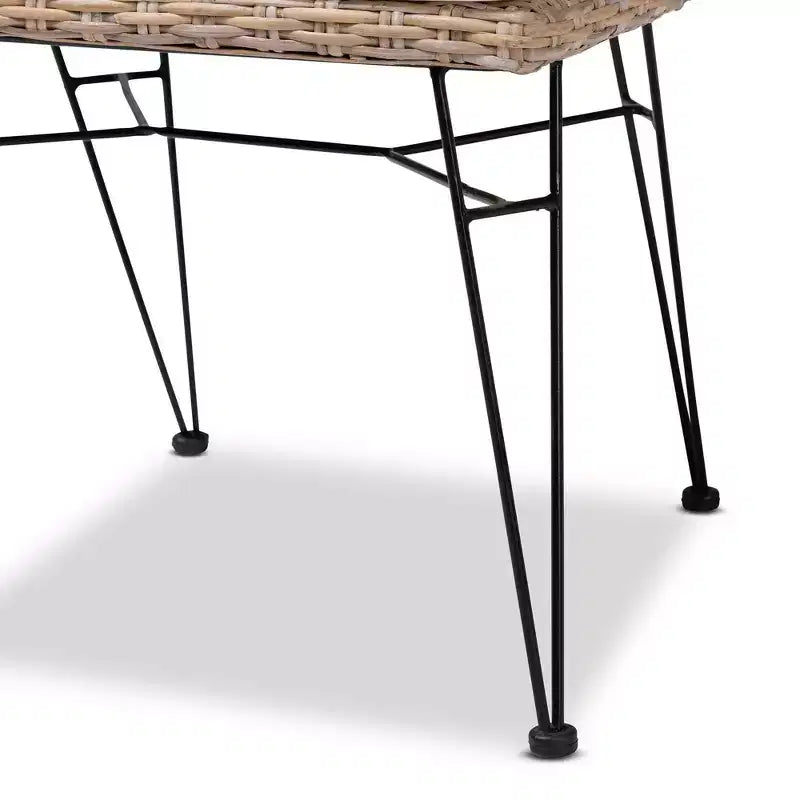 Lot de 2 chaises de salle à manger Nafaro en rotin et métal avec coussin noir/blanc - bali et pari