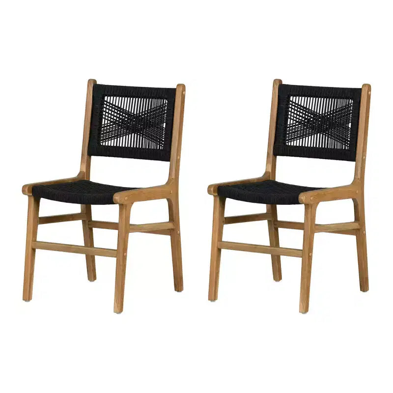 South Shore, ensemble de 2 chaises de salle à manger Balka, noires et rotin