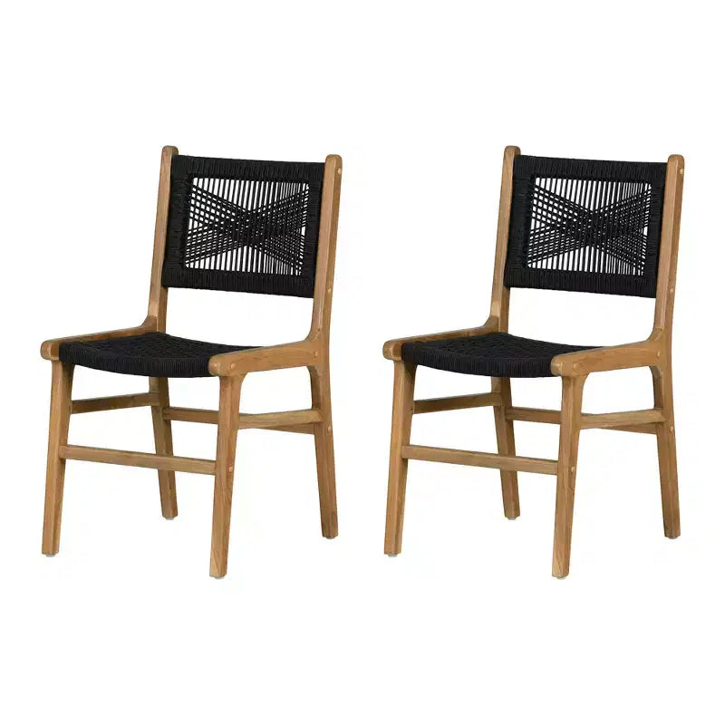 South Shore, ensemble de 2 chaises de salle à manger Balka, noires et rotin