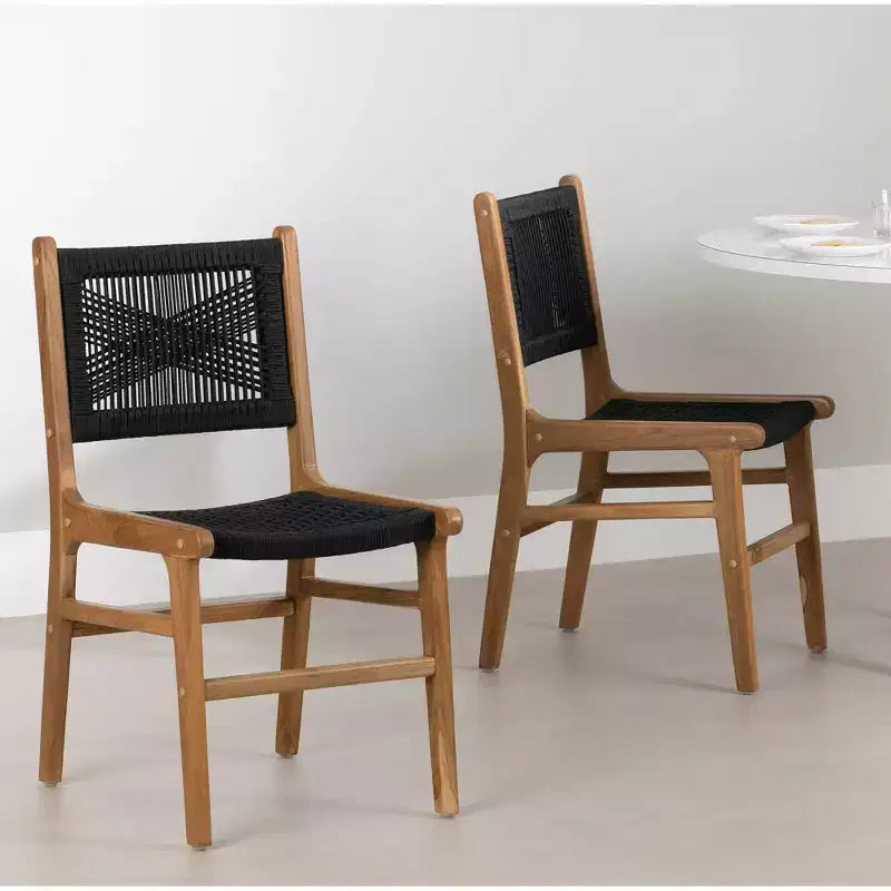 South Shore, ensemble de 2 chaises de salle à manger Balka, noires et rotin