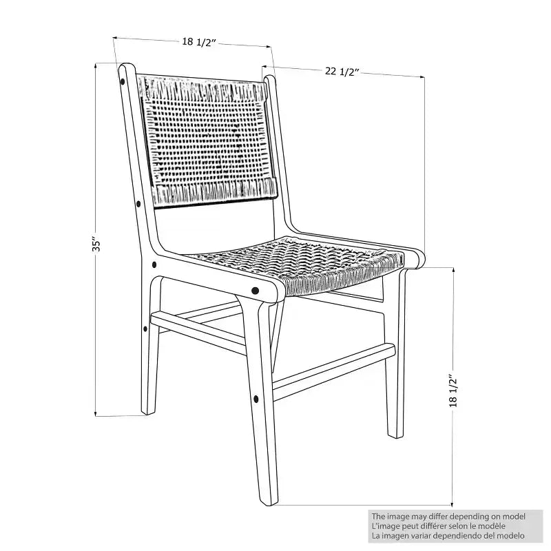 South Shore, ensemble de 2 chaises de salle à manger Balka, noires et rotin