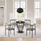 Armen Living Lot de 2 chaises de salle à manger Shannon en fer et similicuir Noir mat/Gris clair