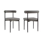 Armen Living Lot de 2 chaises de salle à manger Shannon en fer et similicuir Noir mat/Gris clair