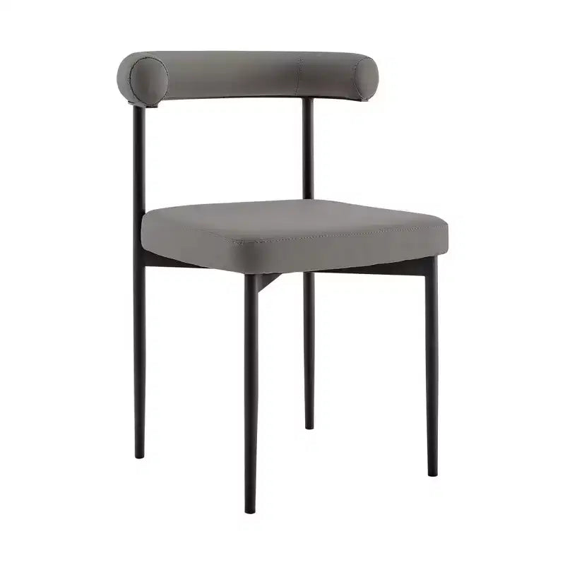 Armen Living Lot de 2 chaises de salle à manger Shannon en fer et similicuir Noir mat/Gris clair