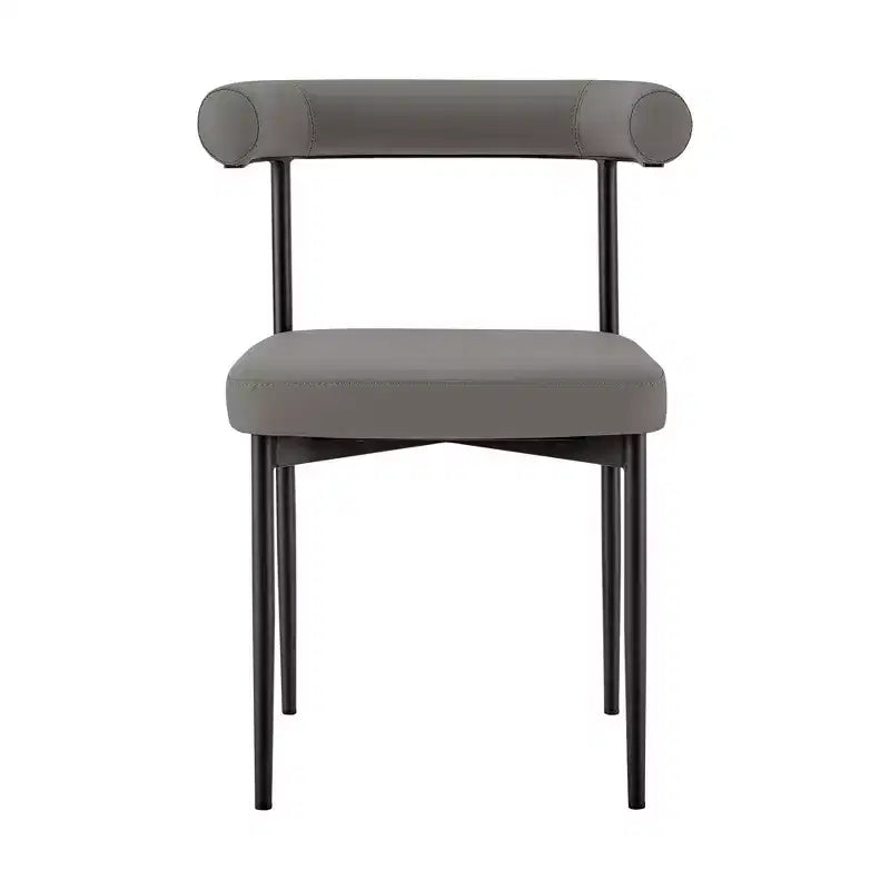 Armen Living Lot de 2 chaises de salle à manger Shannon en fer et similicuir Noir mat/Gris clair