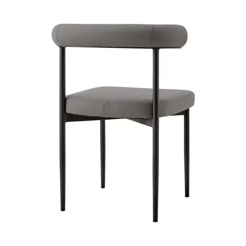 Armen Living Lot de 2 chaises de salle à manger Shannon en fer et similicuir Noir mat/Gris clair