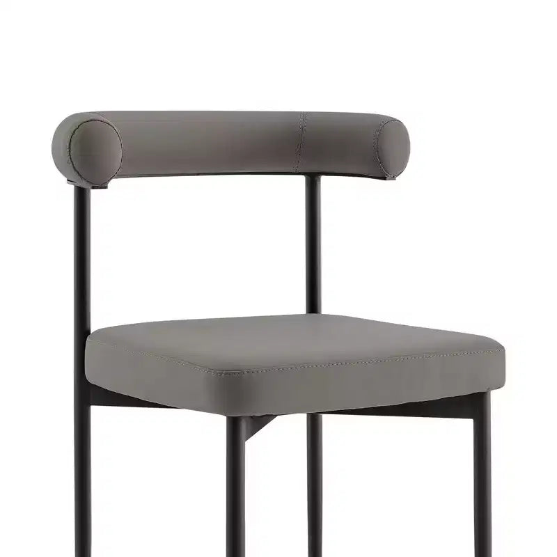Armen Living Lot de 2 chaises de salle à manger Shannon en fer et similicuir Noir mat/Gris clair