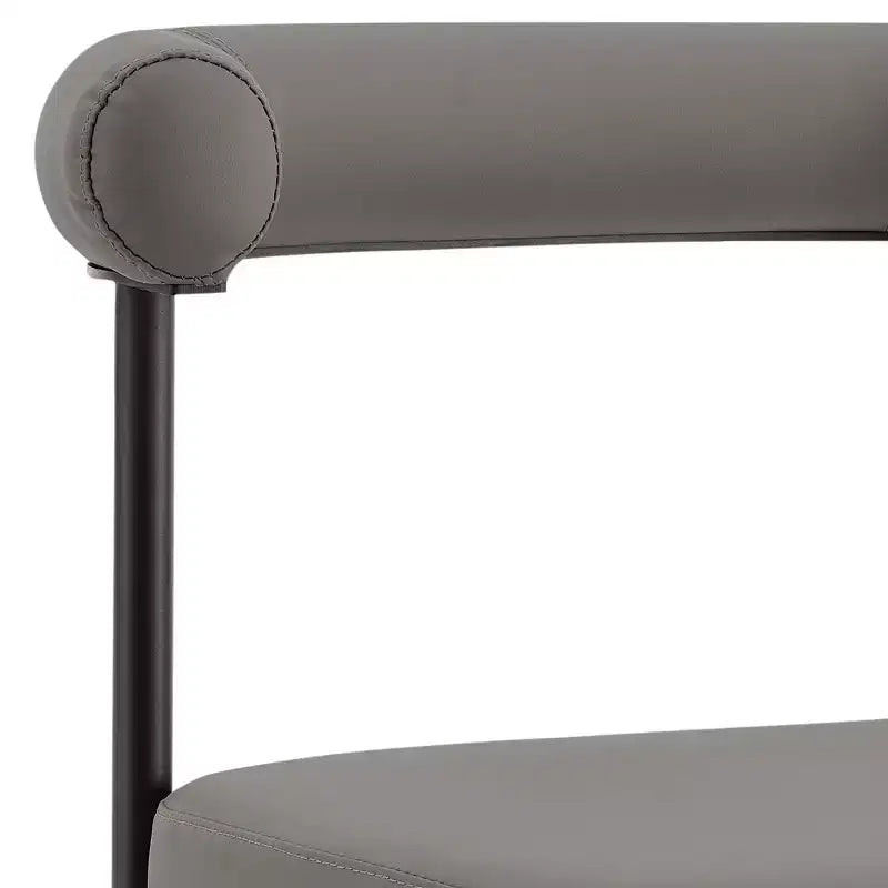 Armen Living Lot de 2 chaises de salle à manger Shannon en fer et similicuir Noir mat/Gris clair