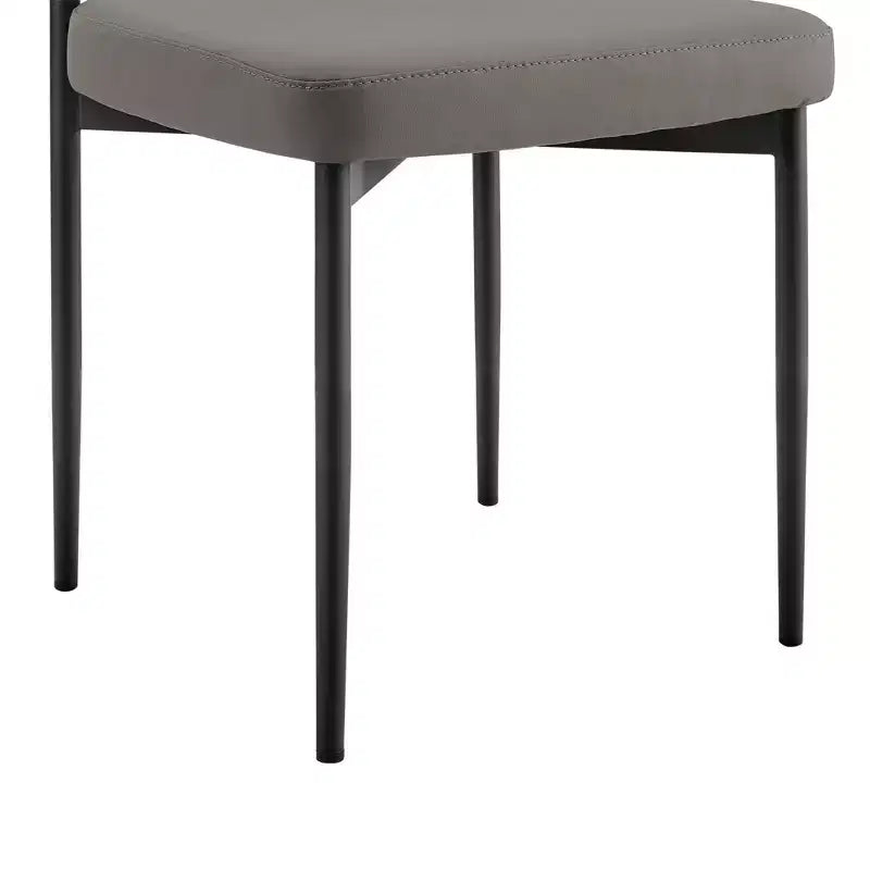 Armen Living Lot de 2 chaises de salle à manger Shannon en fer et similicuir Noir mat/Gris clair