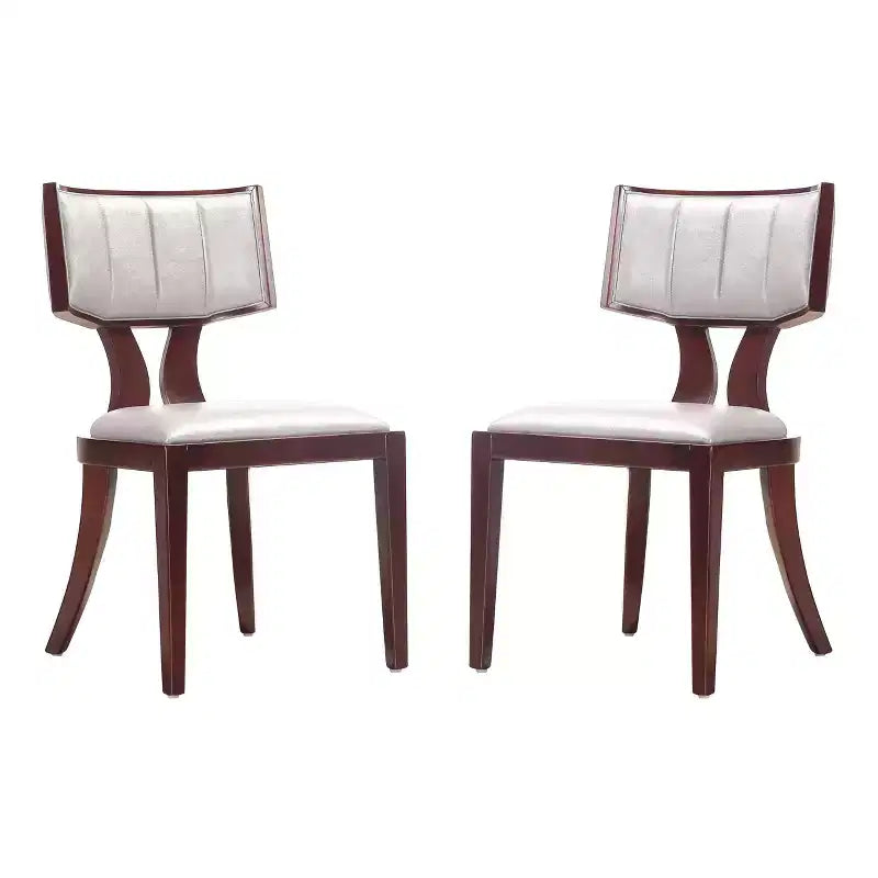 Lot de 2 chaises de salle à manger Pulitzer en similicuir argenté – Manhattan Comfort : pieds en hêtre, aucun assemblage requis