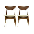 Christopher Knight Home Set of 2 Josie Mid-Century Modern Rubber Wood Faux Leather Dining Chairs Beige/Walnut