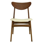 Lot de 2 chaises de salle à manger Christopher Knight Home Josie mi-siècle moderne en bois d'hévéa et similicuir, beige/noyer