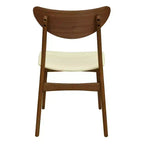 Lot de 2 chaises de salle à manger Christopher Knight Home Josie mi-siècle moderne en bois d'hévéa et similicuir, beige/noyer