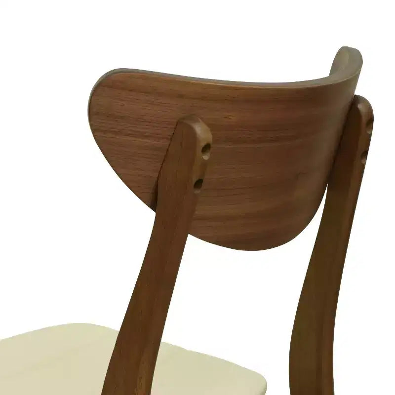 Lot de 2 chaises de salle à manger Christopher Knight Home Josie mi-siècle moderne en bois d'hévéa et similicuir, beige/noyer