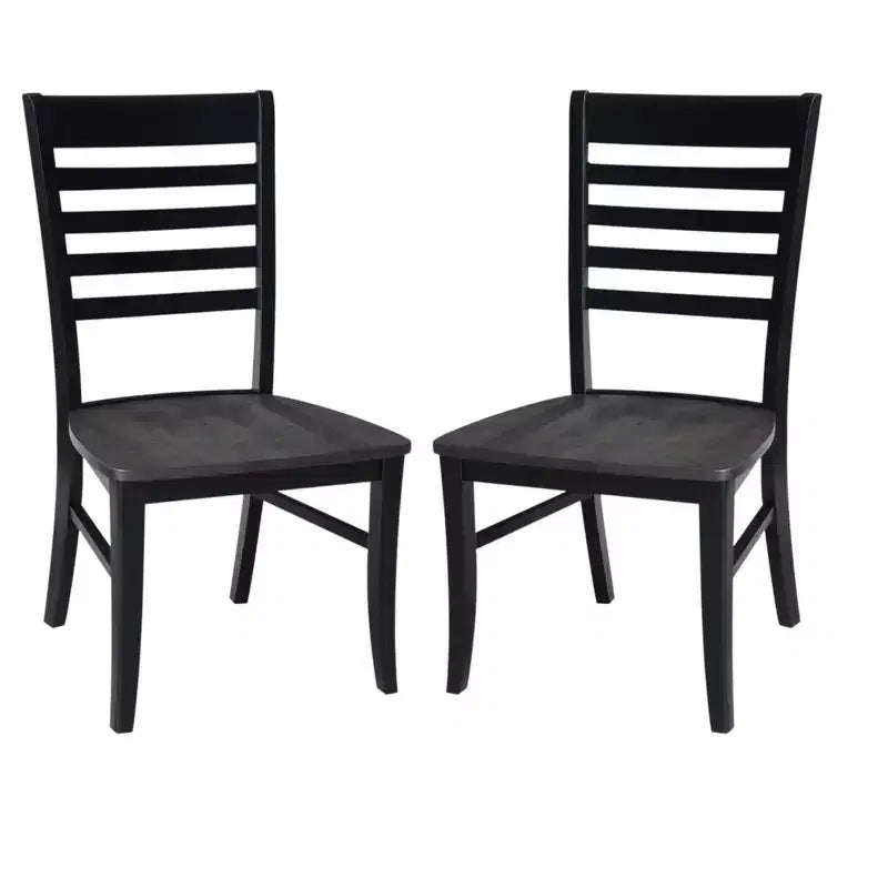 Set of 2 Cosmo Roma Ladderback Chairs Coal Black/Black - International Concepts