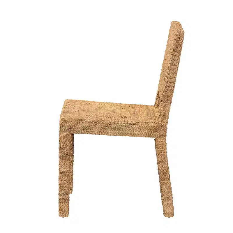 bali & pari Chaise de salle à manger en herbe de mer naturelle et bois d'acajou Anfield Naturel : motif uni, aucun assemblage requis