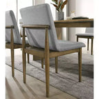 HOMES: Inside + Out Lot de 2 chaises de salle à manger tapissées en tissu Avery naturelles : Style milieu du siècle, structure en bois, rembourrage en mousse