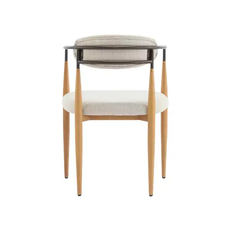 Christopher Knight Home Ensemble de 2 chaises de salle à manger Eva modernes en fer rembourré avec dossier ouvert incurvé Beige/Marron clair