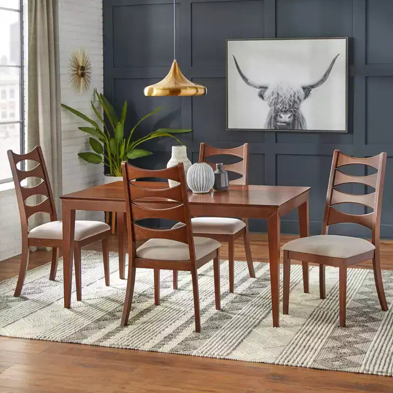 Lot de 2 chaises de salle à manger Lydon en bois de noyer/gris clair Lifestorey : style moderne du milieu du siècle, structure en bois d'hévéa, revêtement en lin