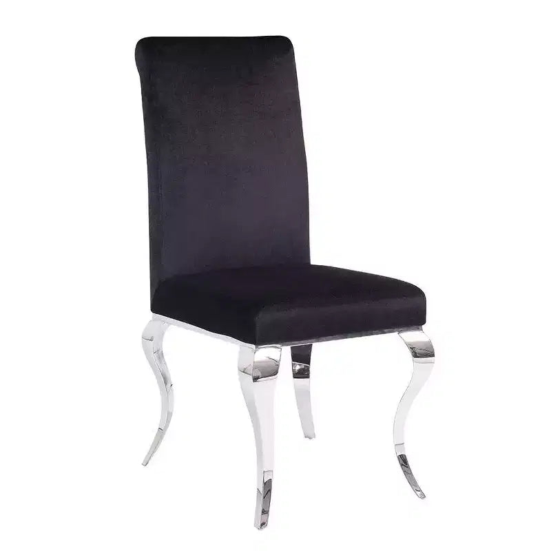 Chaise de salle à manger Fabiola Acme Furniture Tissu noir/Acier inoxydable