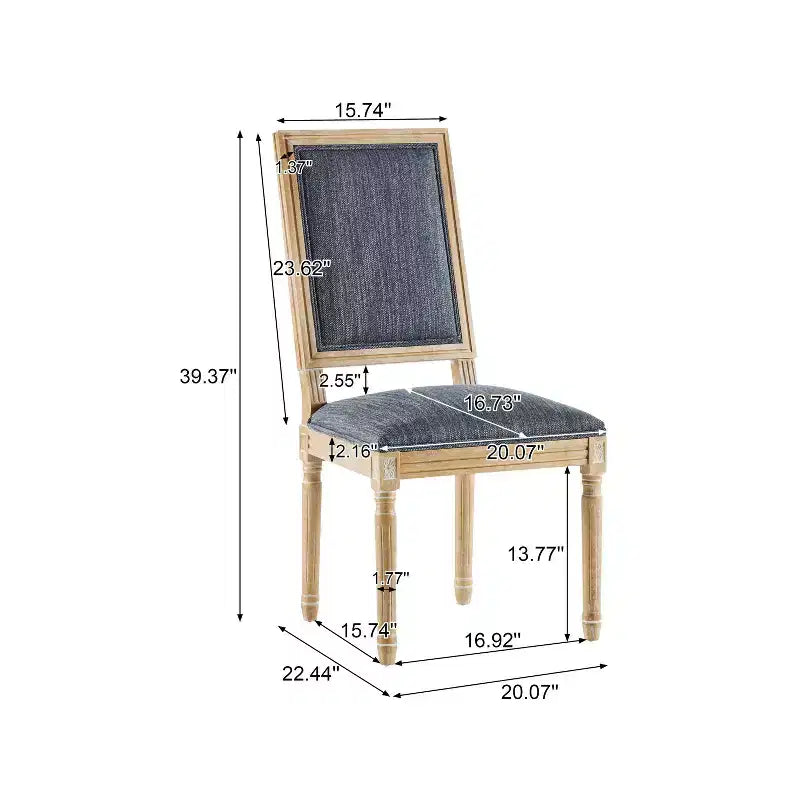 Christopher Knight Home Ensemble de 4 chaises de salle à manger Rylee en bois d'hévéa rembourrées, style campagne française, gris-bleu