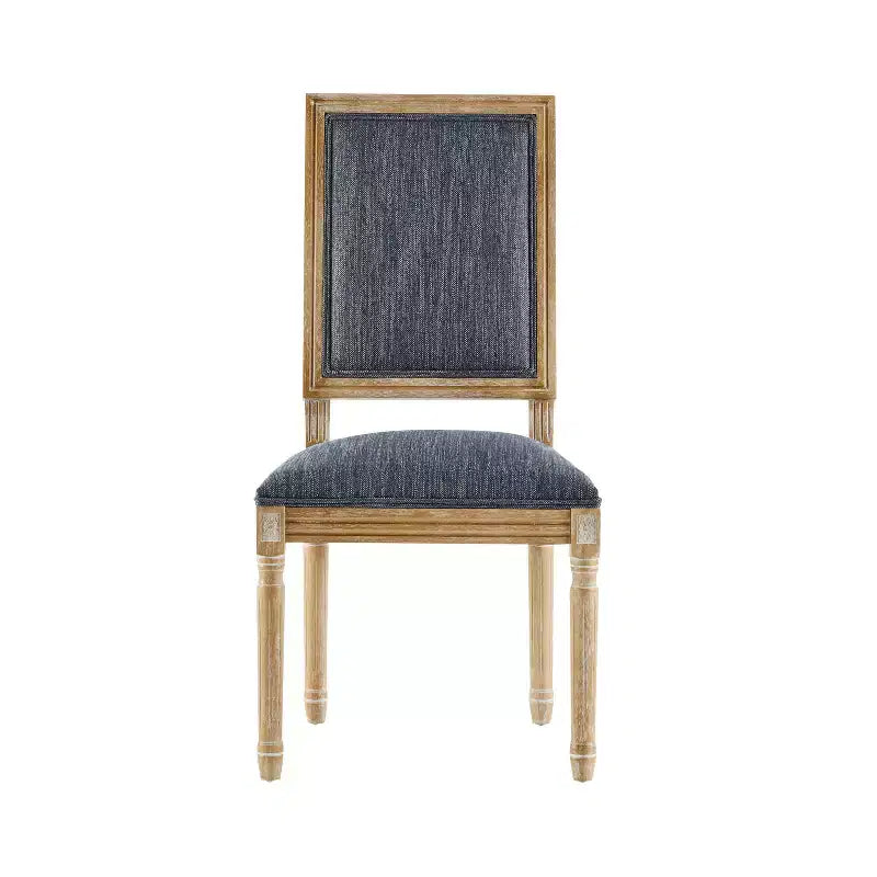Christopher Knight Home Ensemble de 4 chaises de salle à manger Rylee en bois d'hévéa rembourrées, style campagne française, gris-bleu