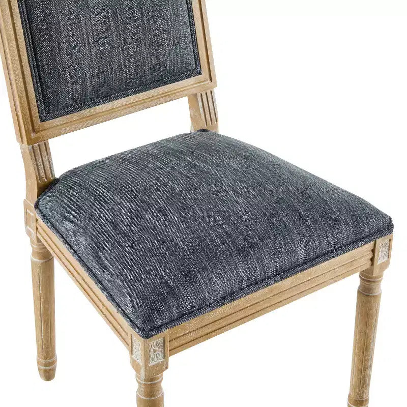 Christopher Knight Home Ensemble de 4 chaises de salle à manger Rylee en bois d'hévéa rembourrées, style campagne française, gris-bleu