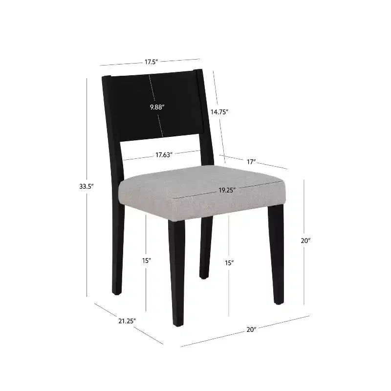 Powell Cadence, chaise de salle à manger capitonnée, noire