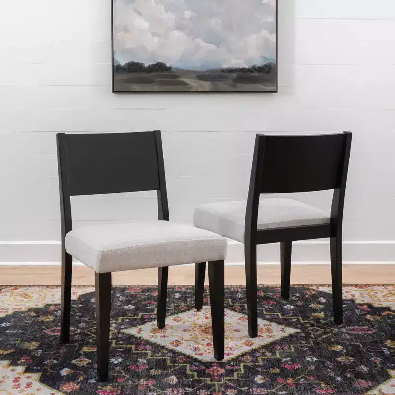 Powell Cadence, chaise de salle à manger capitonnée, noire