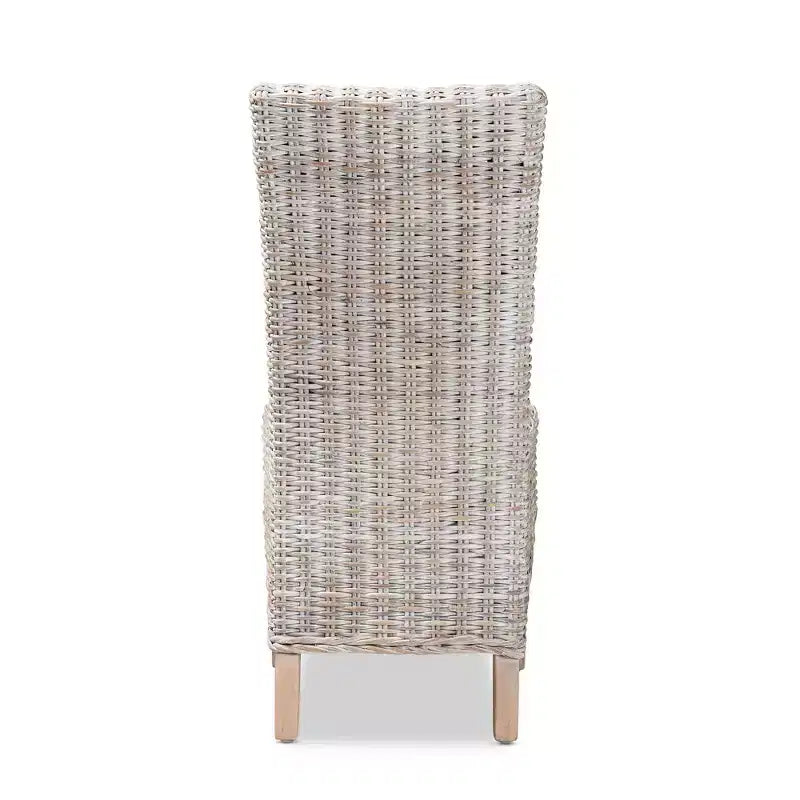Chaise de salle à manger Trianna en rotin et bois Blanc/Marron - Bali & Pari : Fabriquée en Indonésie, Aucun assemblage requis