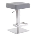 Kaylee Adjustable Faux Leather Metal Swivel Barstool: Brushed Stainless Steel, Footrest - Armen Living