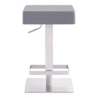 Tabouret de bar pivotant Kaylee en similicuir et métal : Acier inoxydable brossé, repose-pieds - Armen Living