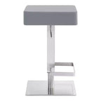 Tabouret de bar pivotant Kaylee en similicuir et métal : Acier inoxydable brossé, repose-pieds - Armen Living