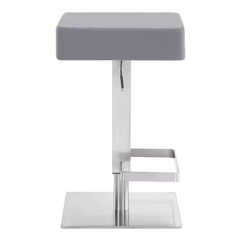 Tabouret de bar pivotant Kaylee en similicuir et métal : Acier inoxydable brossé, repose-pieds - Armen Living